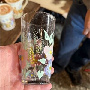 Floral Patterned Glass Tumbler